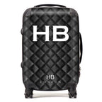Personalized Black Quilted with White Font Initial Suitcase
