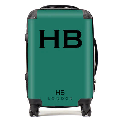 Personalized Forest Green with Black Font Initial Suitcase