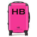 Personalized Hot Pink with Black Font Initial Suitcase