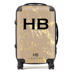 Personalized Nude Gold Marble Initial Suitcase
