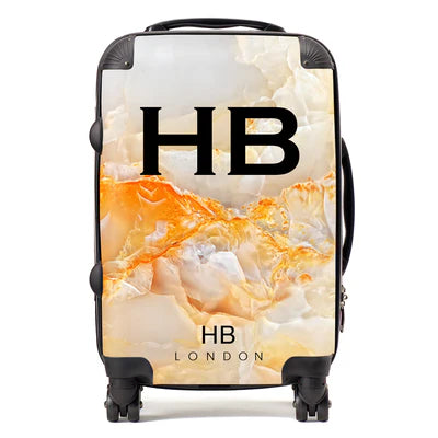 Personalized Orange Onyx Initial Suitcase
