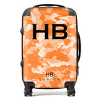 Personalized Orange Camouflage with Black Font Initial Suitcase