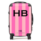 Personalized Pink Stripe with Black Font Initial Suitcase