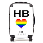 Personalized White Pride Heart with Black Font Initial Suitcase