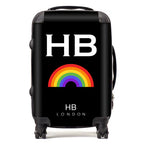 Personalized Black Pride Rainbow with White Font Initial Suitcase
