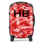 Personalized Red Camouflage with Black Font Initial Suitcase