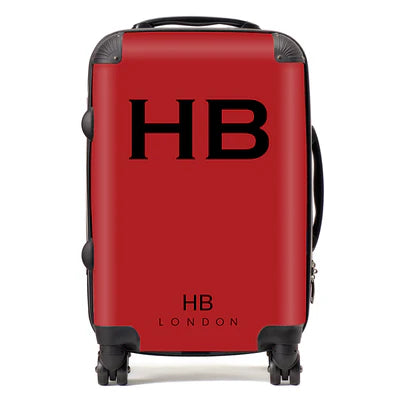 Personalized Red with Black Font Initial Suitcase