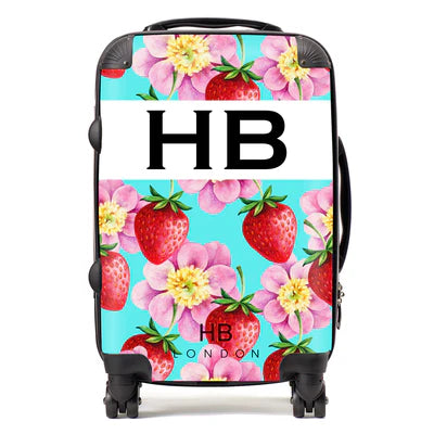 Personalized Strawberry Flowers Initial Suitcase