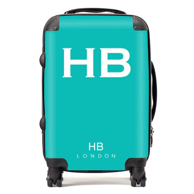 Personalized Tiffany Blue with White Font Initial Suitcase