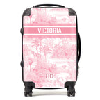 Personalized Pink Tiger Toile with Designer Font Initial Suitcase