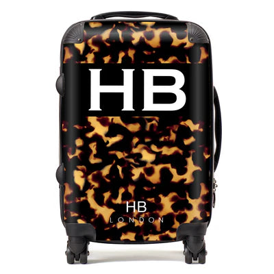 Personalized Amber Tortoise Shell with White Font Initial Suitcase
