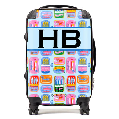 Personalized Lisbon Market with Black Font Initial Suitcase