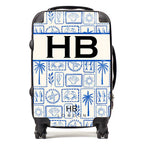 Personalized Santorini Stamps with Black Font Initial Suitcase