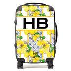 Personalized Capri Lemons with Black Font Initial Suitcase