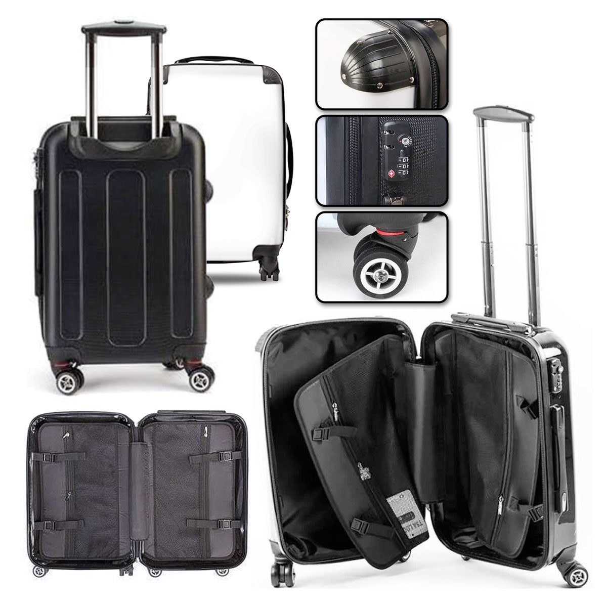 Personalized Black with Gold Font Initial Suitcase
