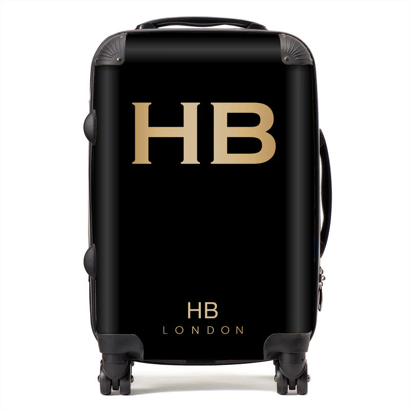 Personalized Black with Gold Font Initial Suitcase