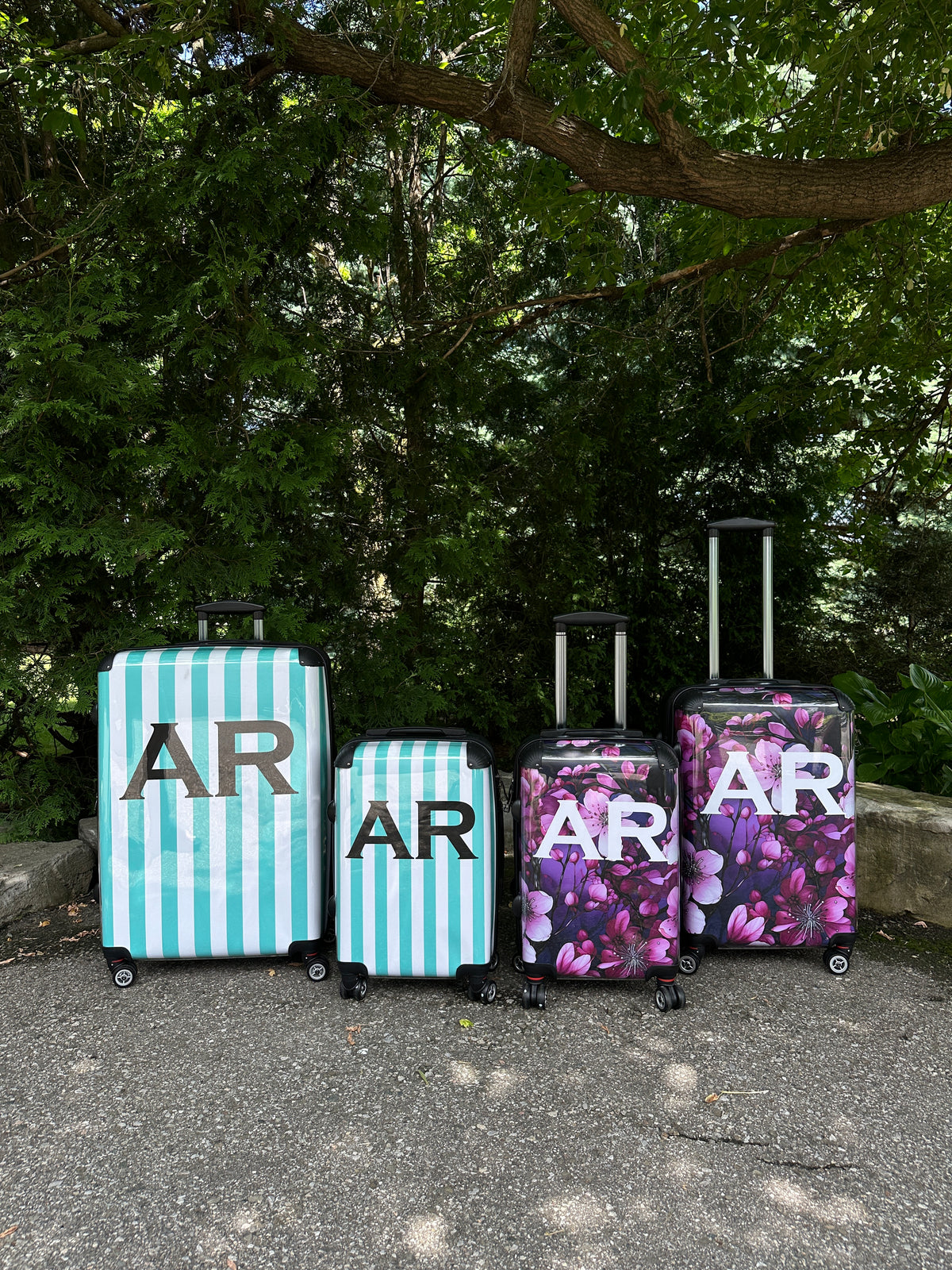 Customizable Luggage Custom Initial Stripe Luggage | Personalized Travel Bags – Logo Luggage
