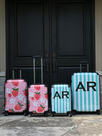 PERSONALIZED BLUE STRIPE WITH BLACK FONT INITIAL LUGGAGE