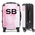 PERSONALIZED PINK MARBLE BLACK INITIAL LUGGAGE