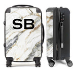 PERSONALIZED GREY MARBLE BLACK INITIAL LUGGAGE