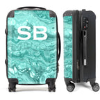 PERSONALIZED TURQUOISE MARBLE WHITE INITIAL LUGGAGE