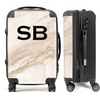 PERSONALIZED NATURAL MARBLE BLACK INITIAL LUGGAGE