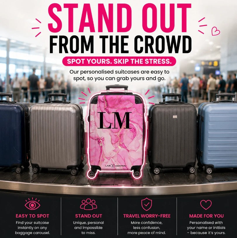 Personalised Black Top Initials Suitcase