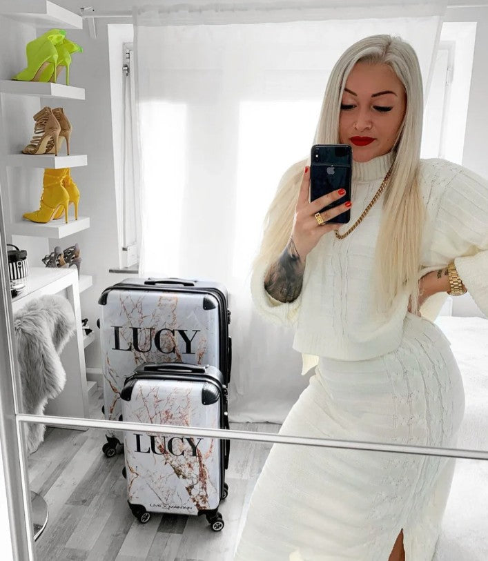 Personalised Cracked Marble Name Suitcase