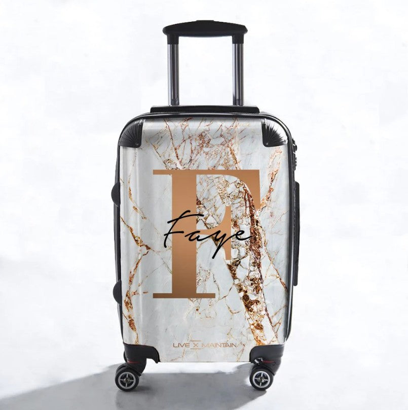 Personalised Cracked Marble Bronze Initial Suitcase