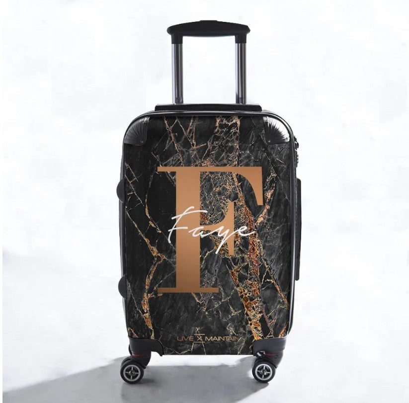 Personalised Slate Marble Bronze Initial Suitcase