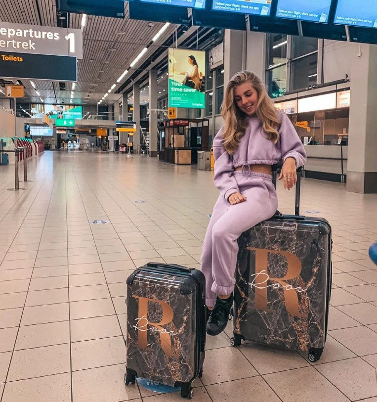 Personalised Slate Marble Bronze Initial Suitcase