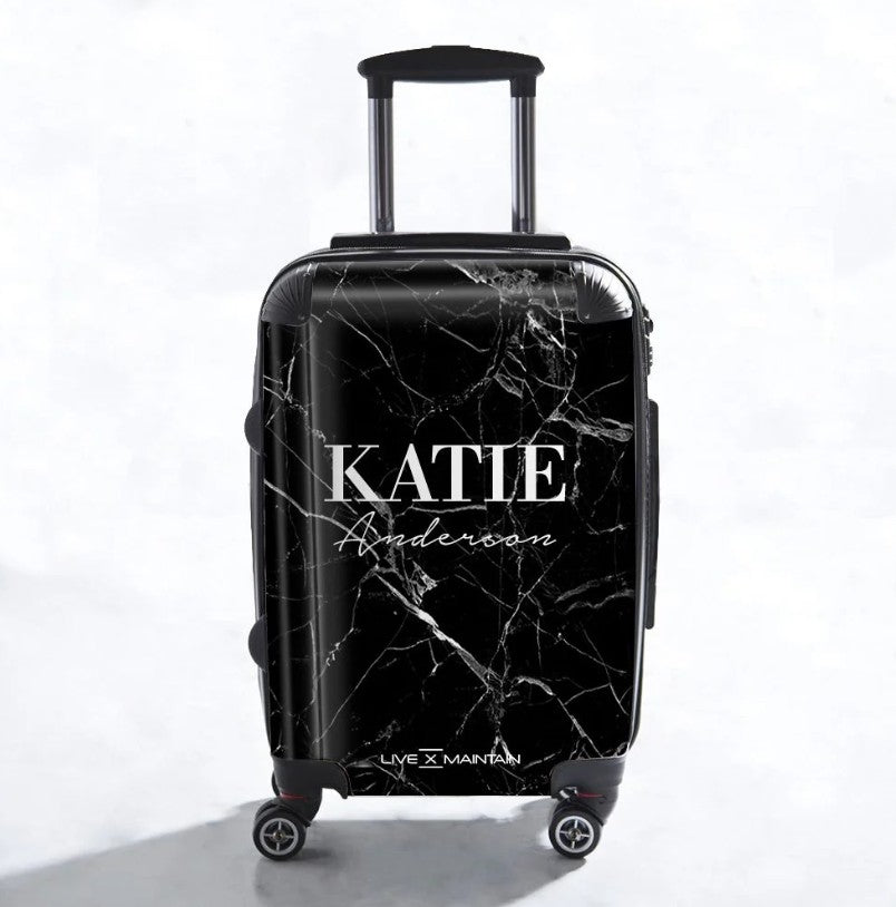 Personalised Black Marble Name Suitcase
