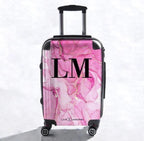 Personalised Pink Ink Marble Initials Suitcase