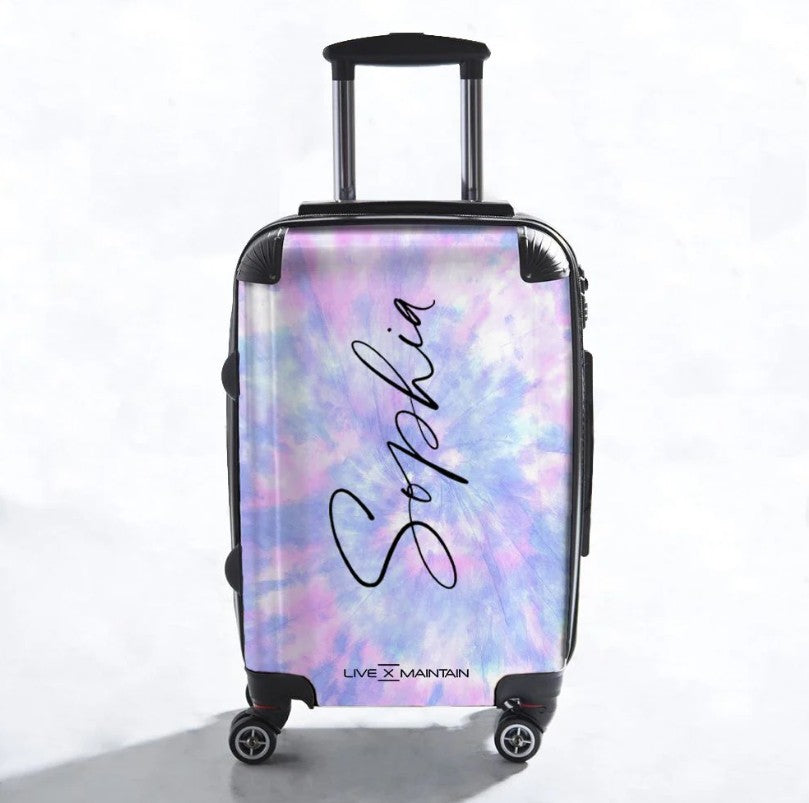 Personalised Blue Tie Dye Name Suitcase