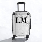 Personalised White Marble Initials Suitcase