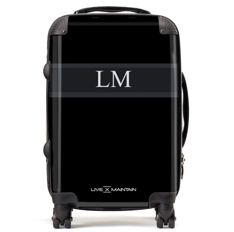 Personalised Black Stripe Initials Suitcase