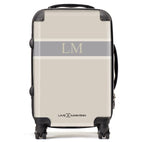 Personalised Beige Stripe initials Suitcase