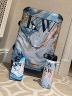 Personalised Blue Emerald Marble Initials Suitcase