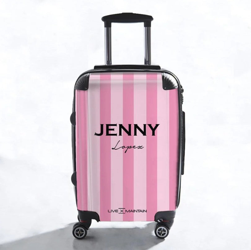 Personalised Pink Stripe Suitcase