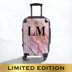 Limited Edition Personalised Pink Magenta Marble Initials Suitcase