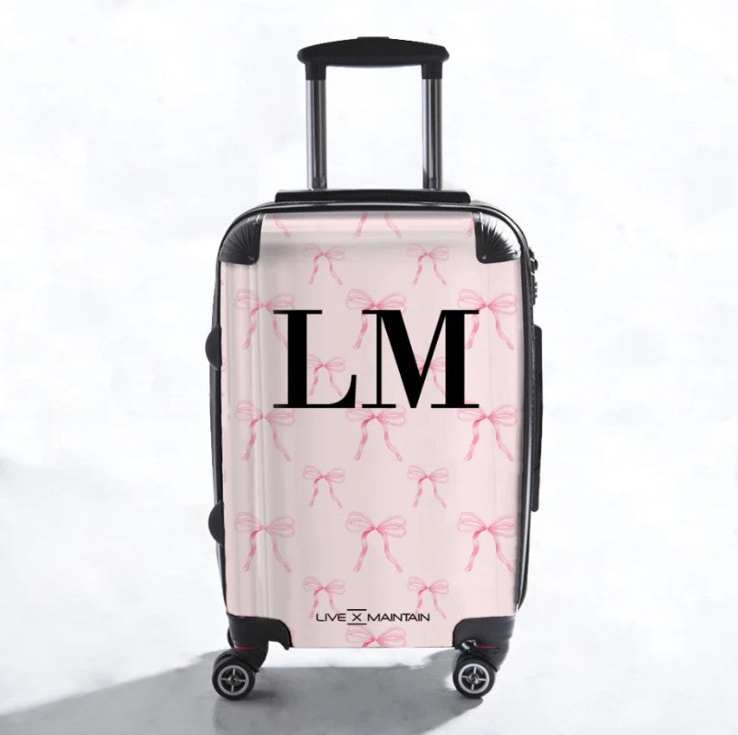 Personalised Pink Bows initials Suitcase