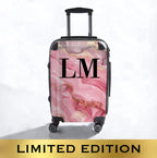 Limited Edition Personalised Pink Marble Initials Suitcase