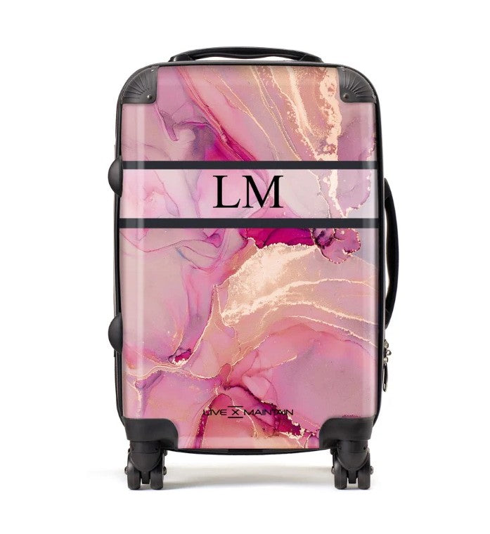 Personalised Ink Stripe Marble Initials Suitcase