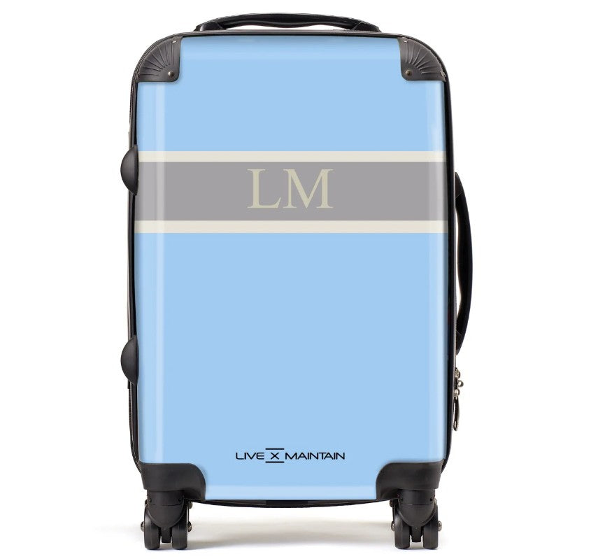 Personalised Blue Stripe initials Suitcase