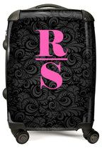 PERSONALIZED BLACK FEATHER PRINT INITIAL LUGGAGE