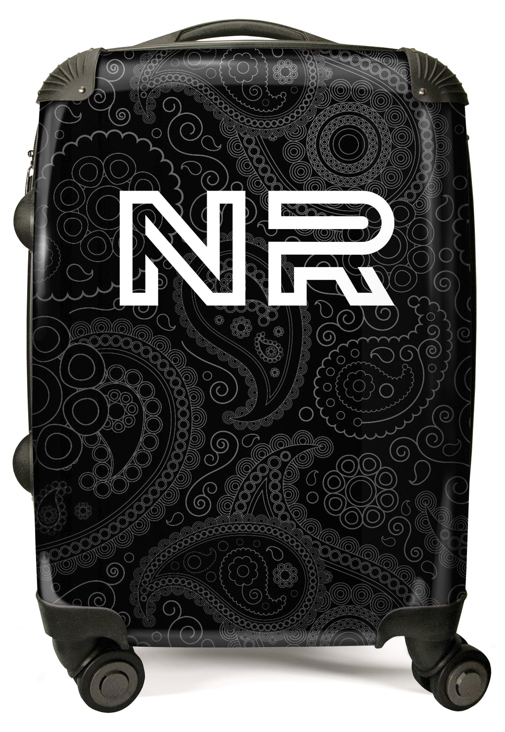 PERSONALIZED BLACK SWIRL PRINT INITIAL LUGGAGE