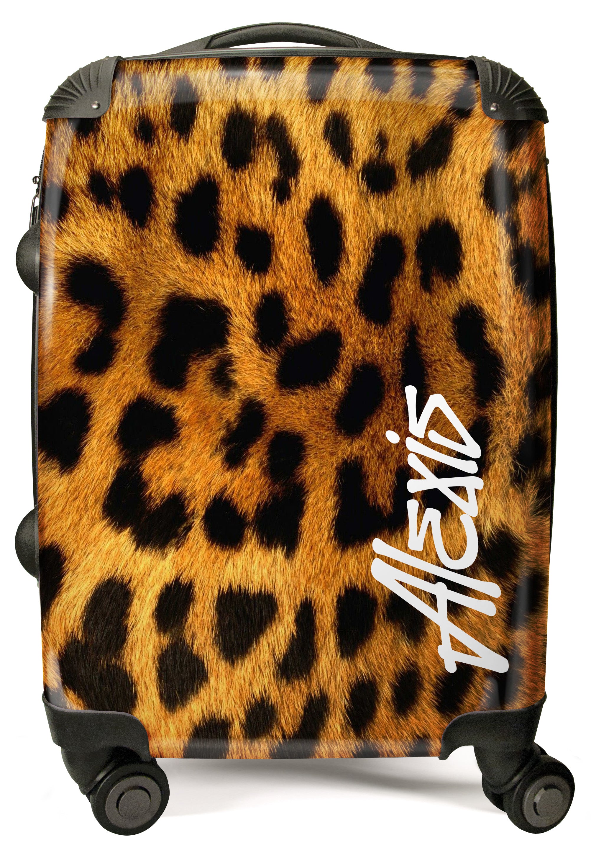 PERSONALIZED BROWN LEOPARD PRINT NAME SUITCASE