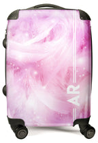 PERSONALIZED PINK AND WHITE SWIRL WITH WHITE FONT INITIAL LUGGAGE