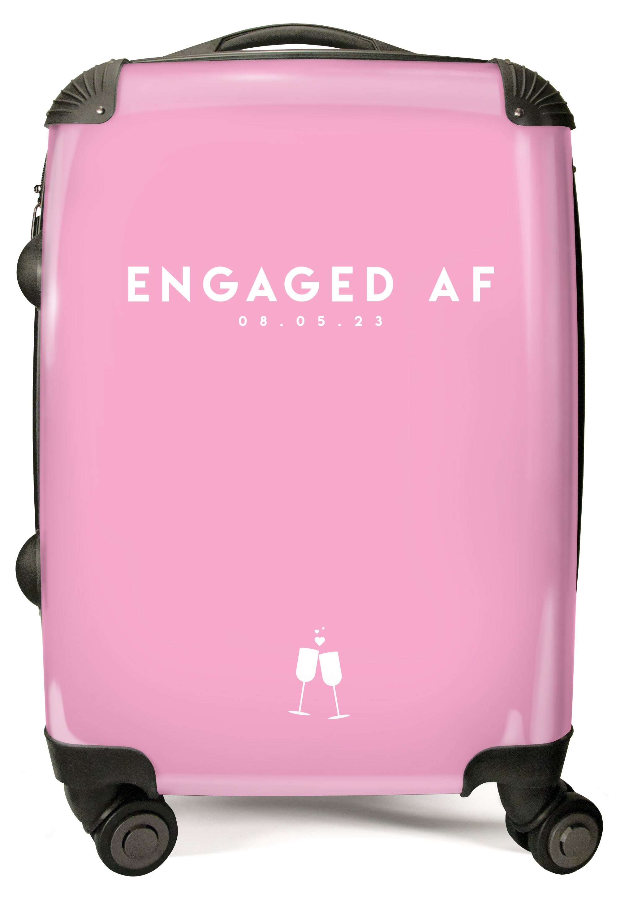 PERSONALIZED PINK ENGAGED AF PRINT SUITCASE