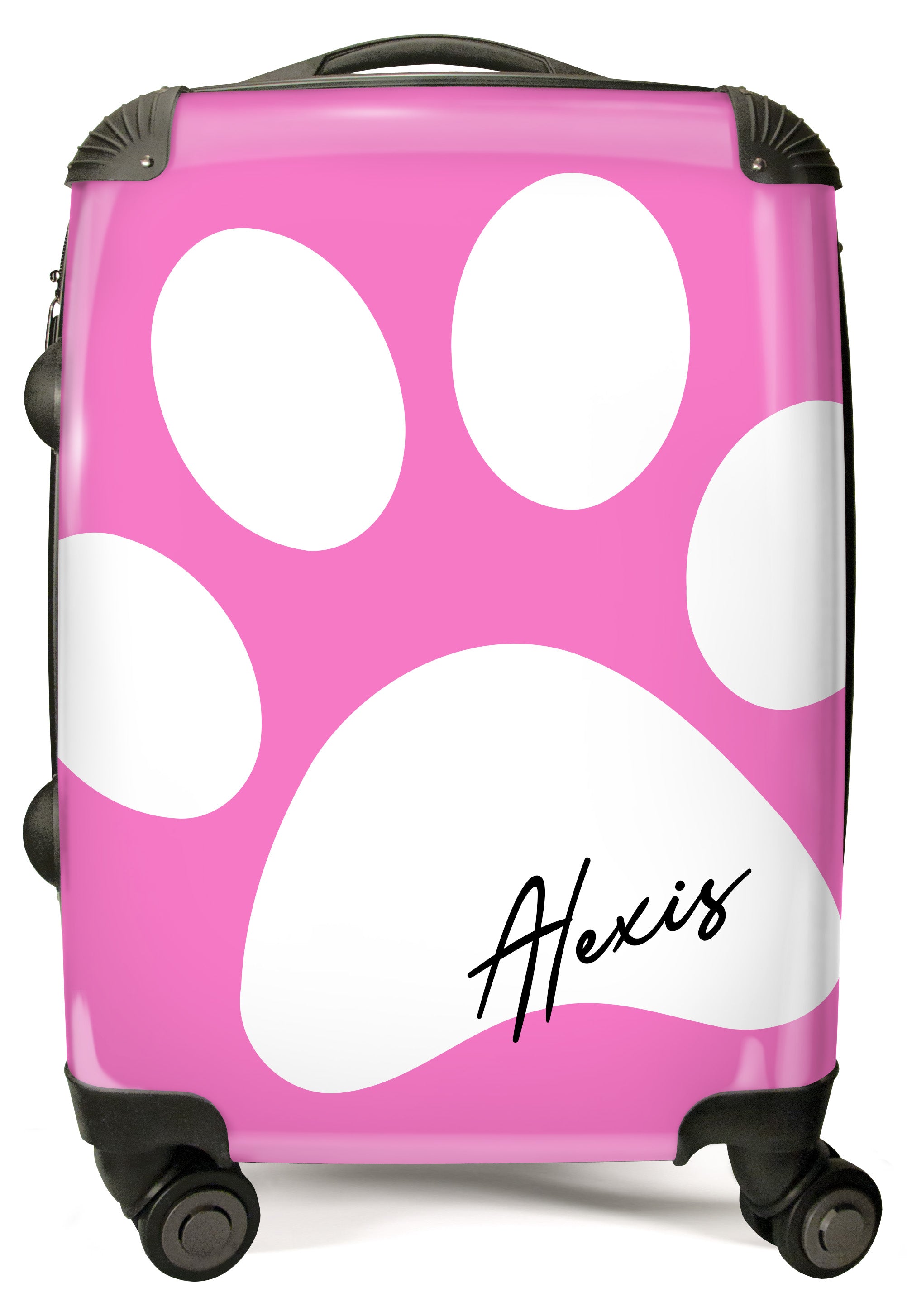 PERSONALIZED PINK PAW PRINT NAME SUITCASE